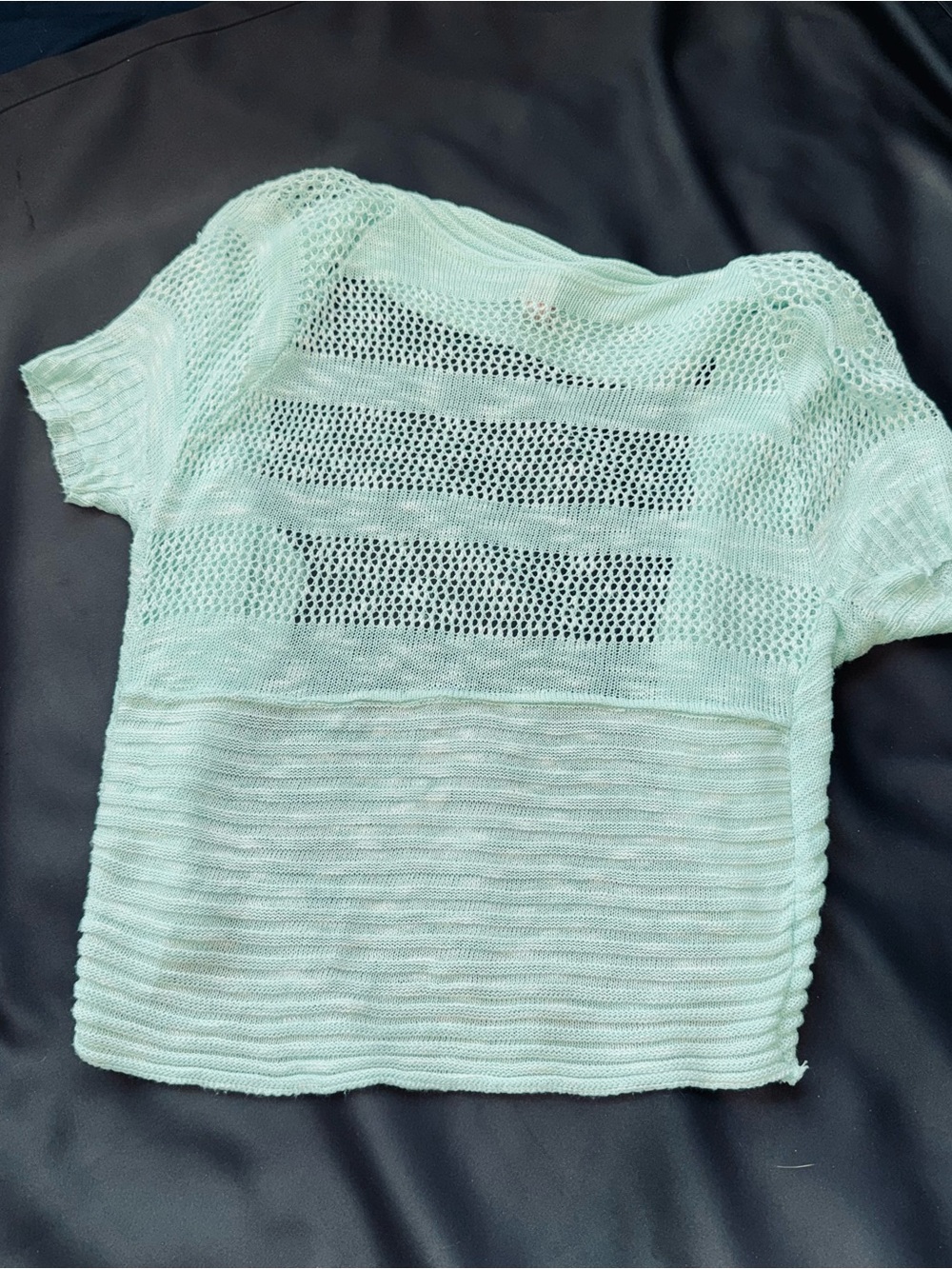 No Boundaries Mint Open-Front Short Sleeve Shrug - Picture 6 of 6